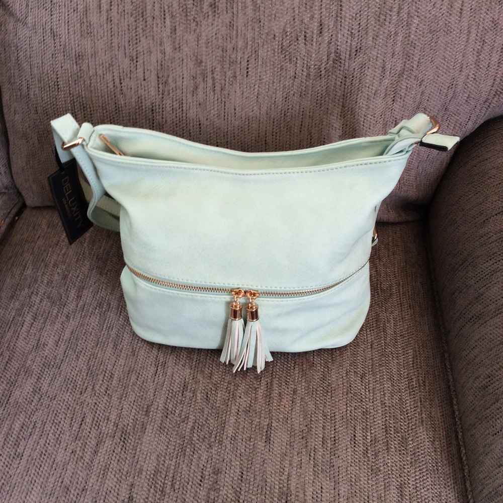 CLEARANCE SALE Zip Crossbody Bucket Satchel Mint - Picture 6 of 8